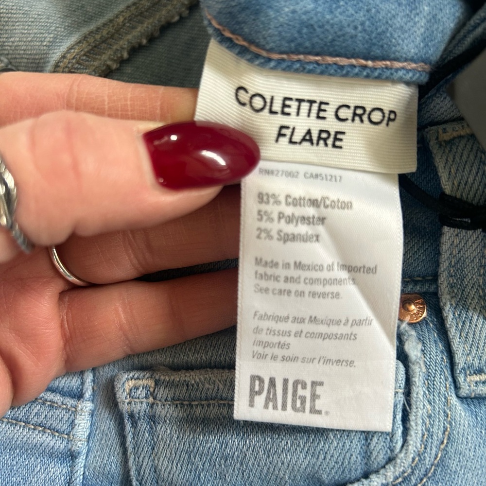 NWT New PAIGE Colette High Rise Light Blue Cropped Flare Stretch Jeans - Picture 8 of 16